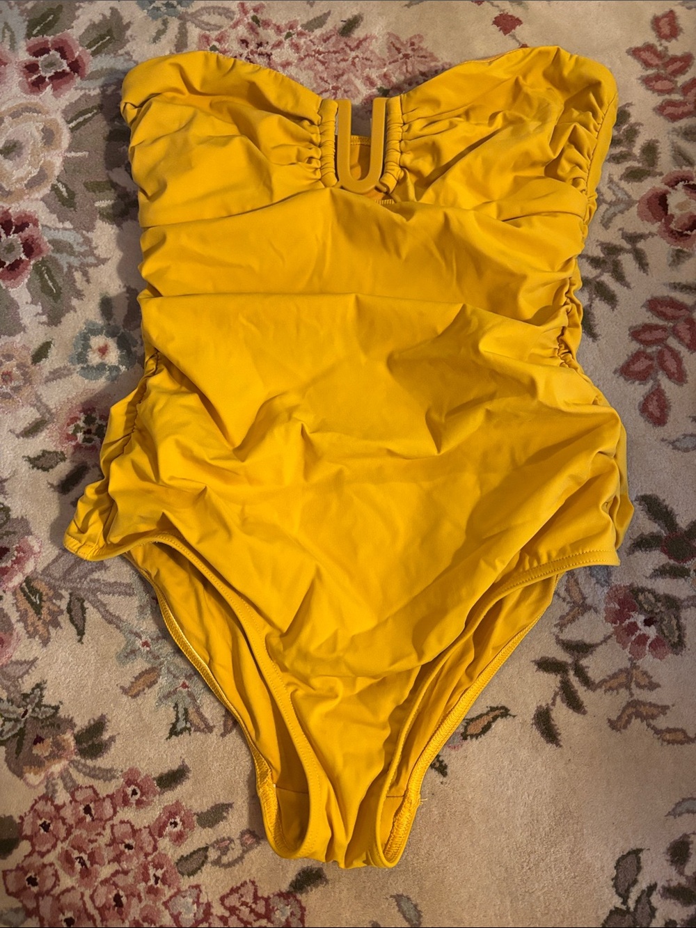 Zimmermann Bright Yellow Ruched One-Piece Swimsuit